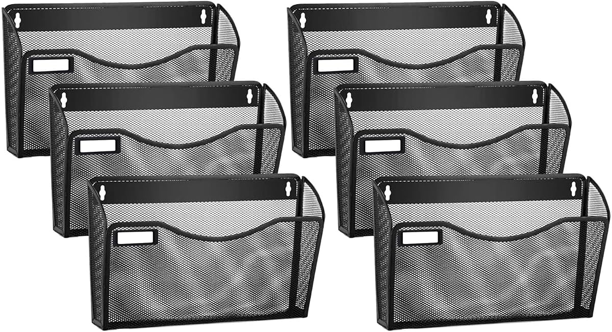 Wall-Mounted File Holder Tray - Black, 5-Slot product photo
