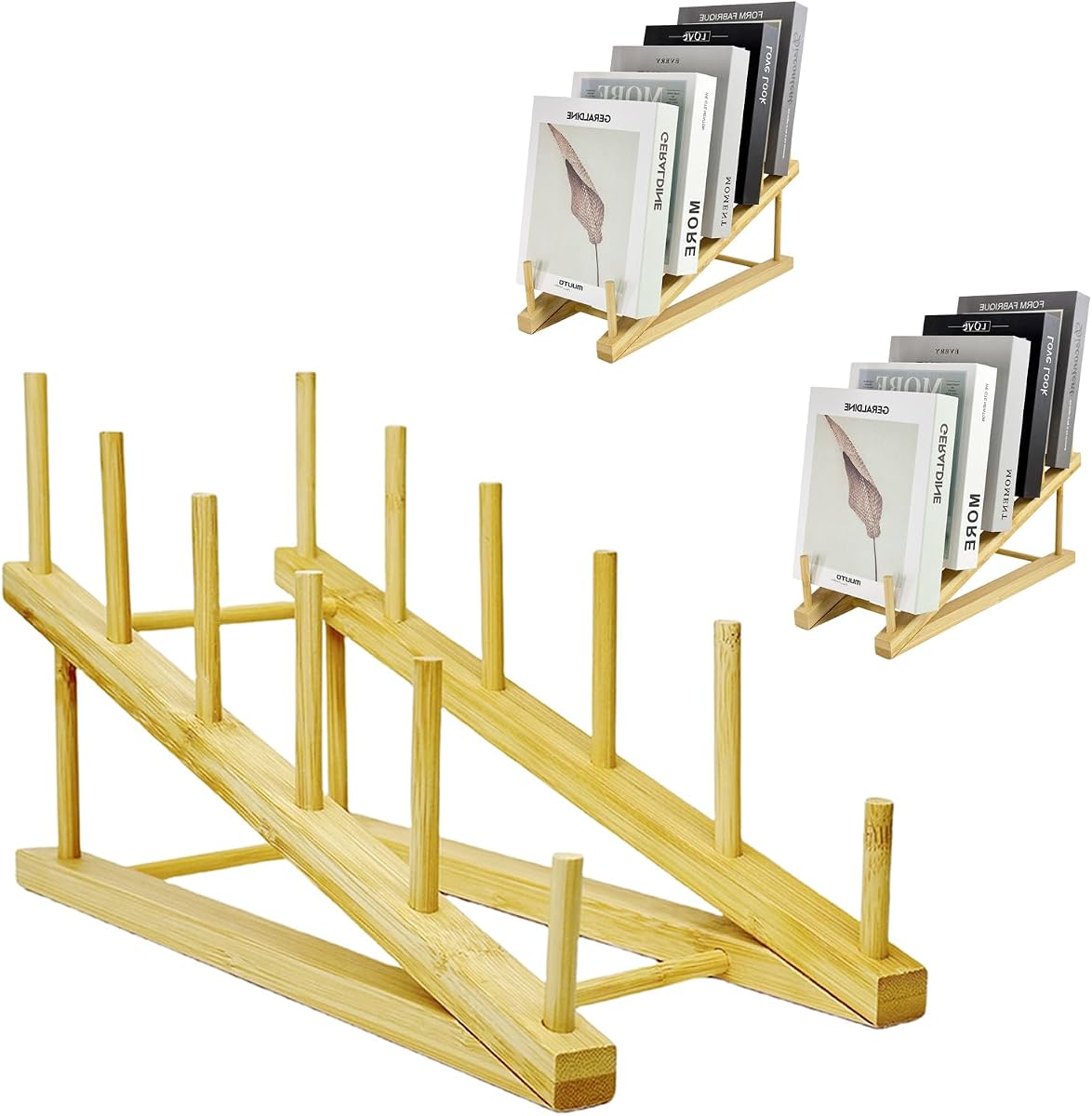 Adjustable Tabletop Book Rack Holder - White, 5-Slot product photo
