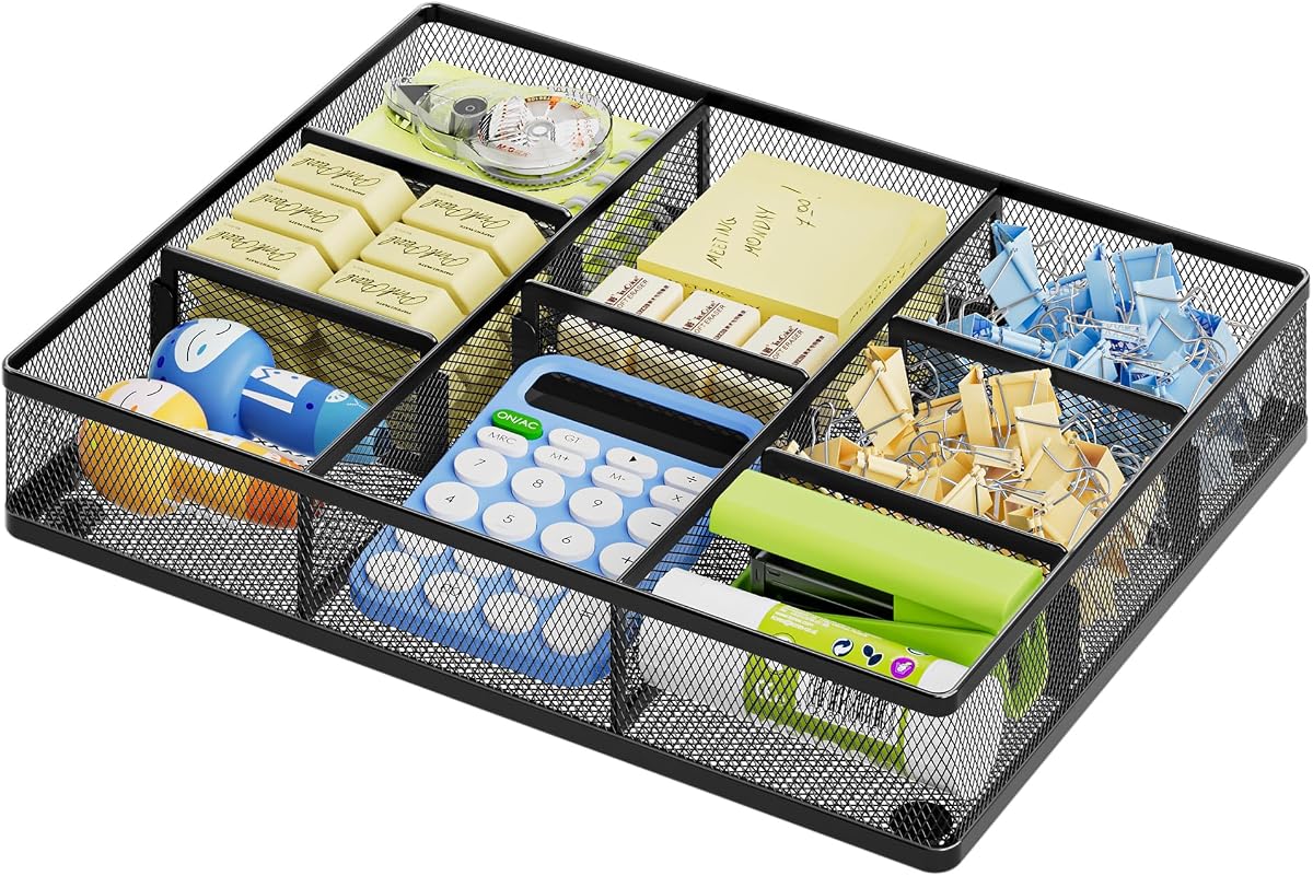 Expandable Mesh Drawer Organizer Tray - Black, Standard product photo