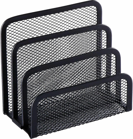 Mesh Vertical File Sorter - Black, 5 Section product photo