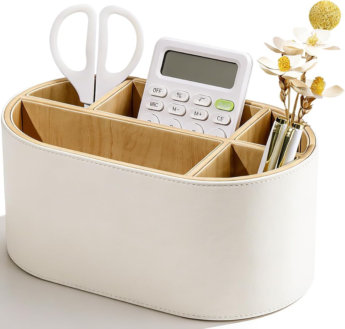 Multi-Compartment Desk Caddy Organizer - Bamboo, 6-Compartment product photo