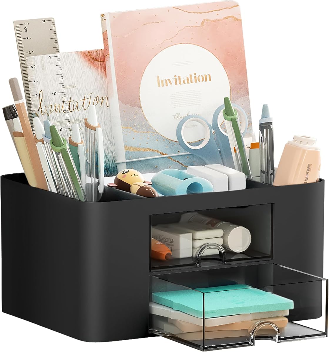 Multi-Compartment Desk Pen Organizer - Black product photo