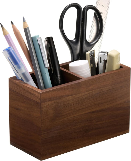 Wood Slotted Pen Holder - Natural product photo