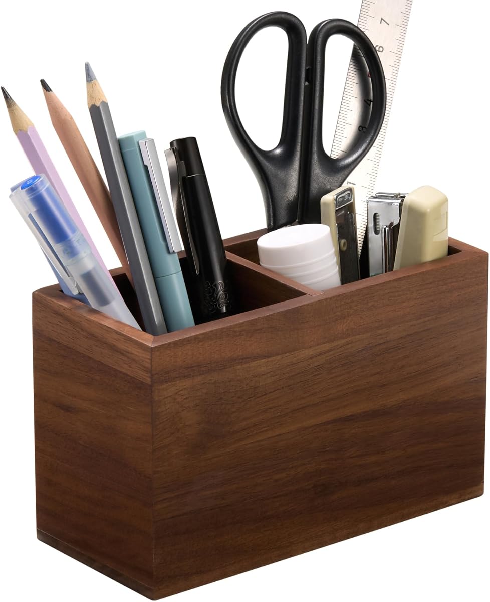 Wood Slotted Pen Holder - Black product photo
